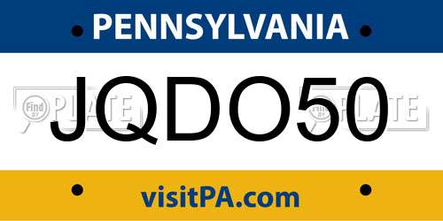 JQDO50 Pennsylvania License Plate