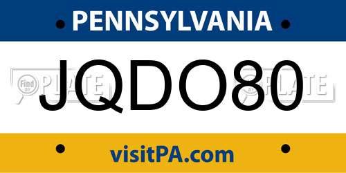 JQDO80 Pennsylvania License Plate