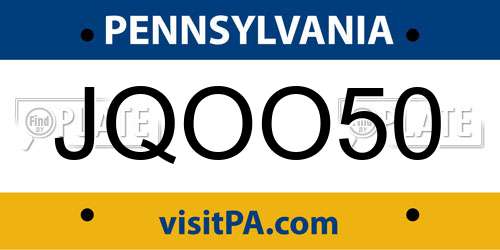 JQOO50 Pennsylvania License Plate