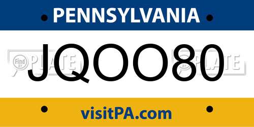 JQOO80 Pennsylvania License Plate