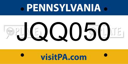 JQQ050 Pennsylvania License Plate