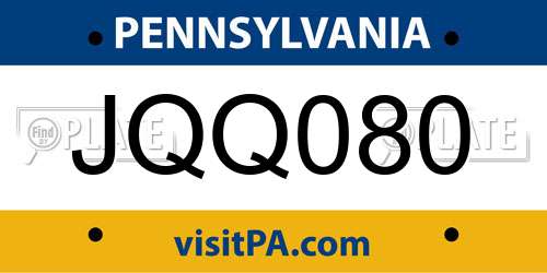 JQQ080 Pennsylvania License Plate