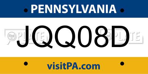 JQQ08D Pennsylvania License Plate