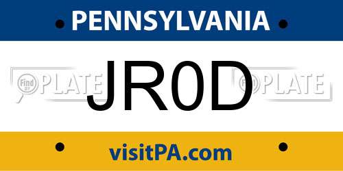 JR0D Pennsylvania License Plate