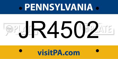 JR4502 Pennsylvania License Plate