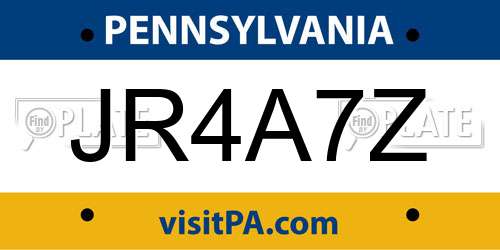 JR4A7Z Pennsylvania License Plate
