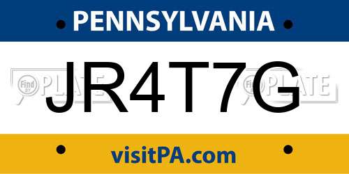 JR4T7G Pennsylvania License Plate