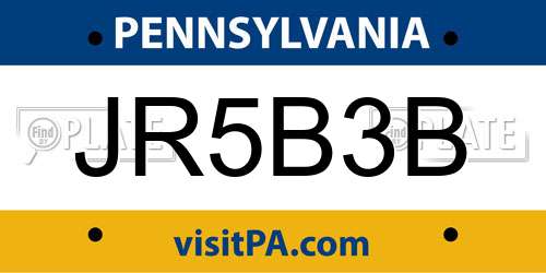 JR5B3B Pennsylvania License Plate