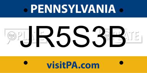 JR5S3B Pennsylvania License Plate
