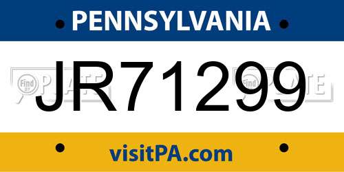 JR71299 Pennsylvania License Plate