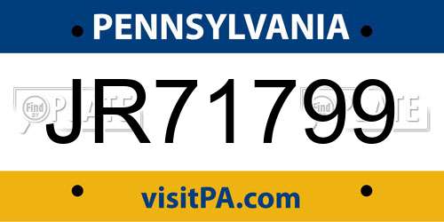 JR71799 Pennsylvania License Plate