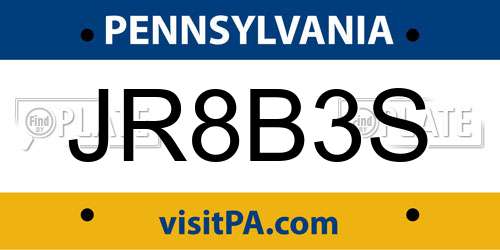 JR8B3S Pennsylvania License Plate
