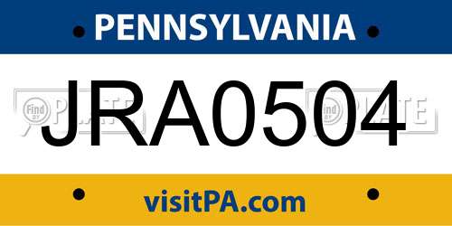 JRA0504 Pennsylvania License Plate
