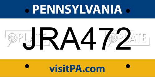 JRA472 Pennsylvania License Plate