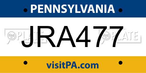 JRA477 Pennsylvania License Plate