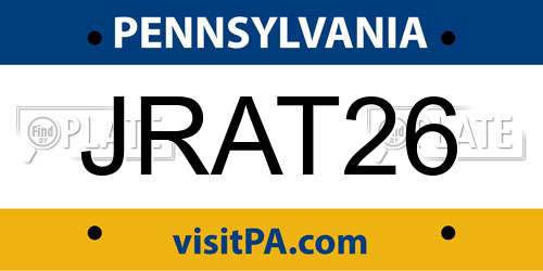 JRAT26 Pennsylvania License Plate