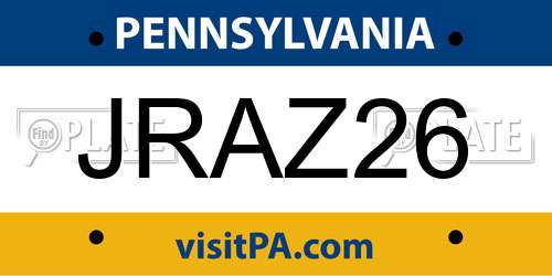 JRAZ26 Pennsylvania License Plate