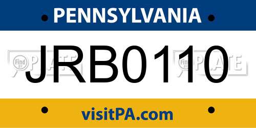 JRB0110 Pennsylvania License Plate