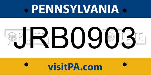 JRB0903 Pennsylvania License Plate