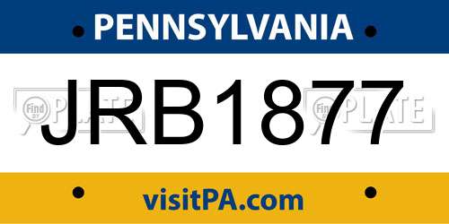 JRB1877 Pennsylvania License Plate