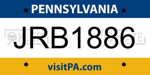 JRB1886 Pennsylvania License Plate