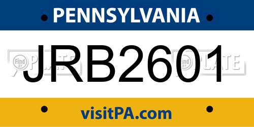 JRB2601 Pennsylvania License Plate