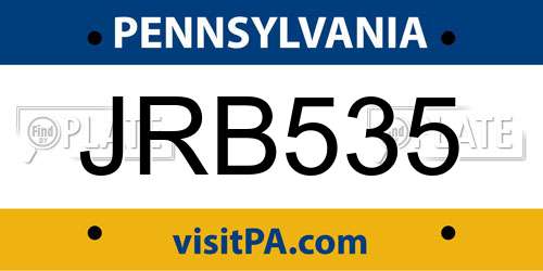 JRB535 Pennsylvania License Plate