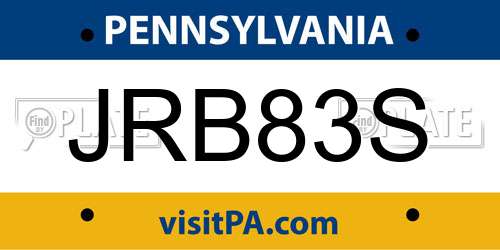 JRB83S Pennsylvania License Plate