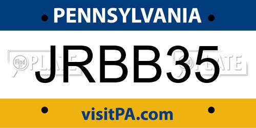 JRBB35 Pennsylvania License Plate