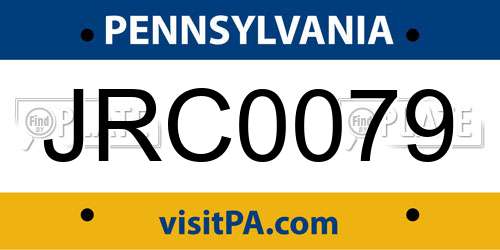 JRC0079 Pennsylvania License Plate