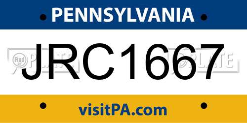 JRC1667 Pennsylvania License Plate