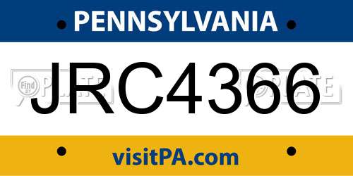 JRC4366 Pennsylvania License Plate