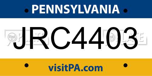 JRC4403 Pennsylvania License Plate