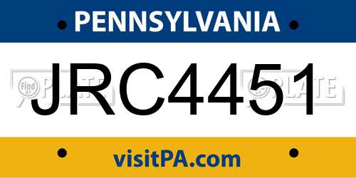 JRC4451 Pennsylvania License Plate