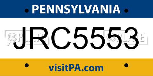 JRC5553 Pennsylvania License Plate