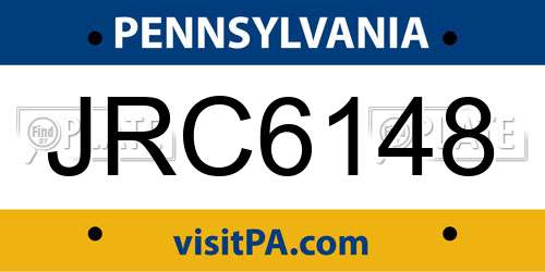 JRC6148 Pennsylvania License Plate