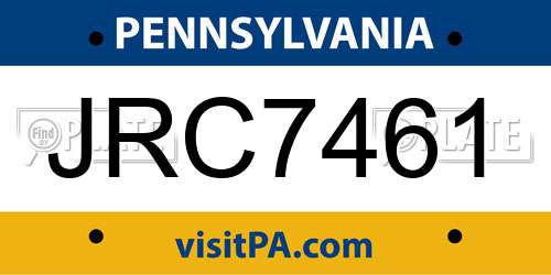 JRC7461 Pennsylvania License Plate