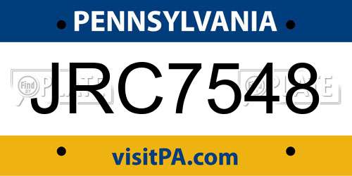 JRC7548 Pennsylvania License Plate