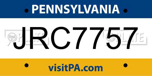 JRC7757 Pennsylvania License Plate