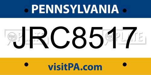 JRC8517 Pennsylvania License Plate