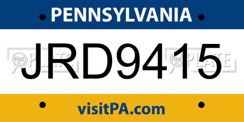 JRD9415 Pennsylvania License Plate