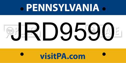 JRD9590 Pennsylvania License Plate