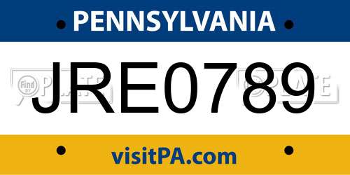 JRE0789 Pennsylvania License Plate