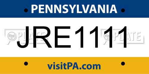 JRE1111 Pennsylvania License Plate