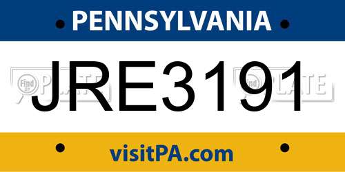 JRE3191 Pennsylvania License Plate