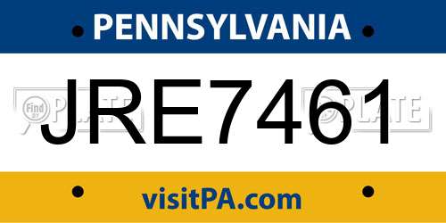 JRE7461 Pennsylvania License Plate