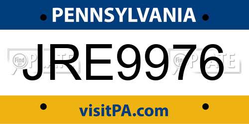 JRE9976 Pennsylvania License Plate