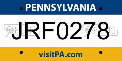 JRF0278 Pennsylvania License Plate
