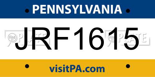 JRF1615 Pennsylvania License Plate