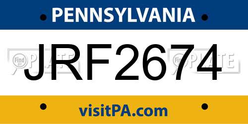JRF2674 Pennsylvania License Plate